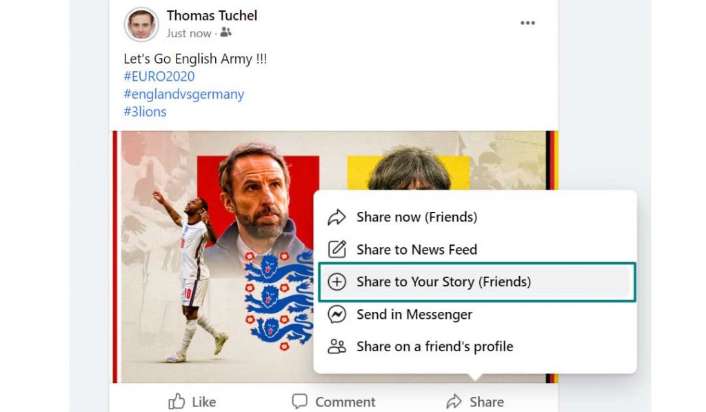 How to Share a Facebook Post to Your Story