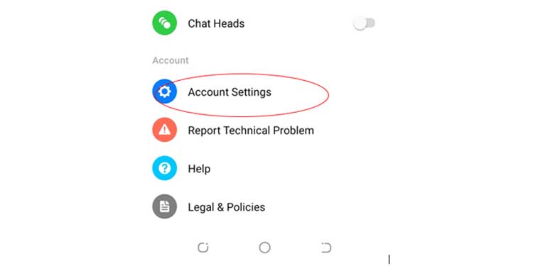Account Settings on Phone