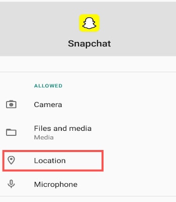 Snapchat permission location