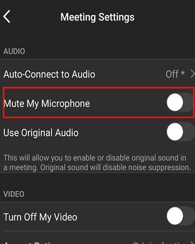 Zoom phone microphone mute settings