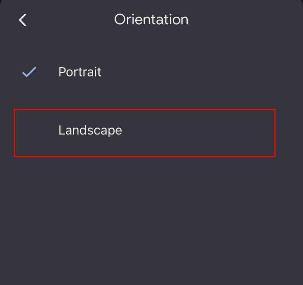 Choose-Landscape-option
