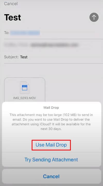 Tap-the-Use-Mail-Drop-option