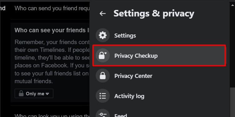 privacy checkup on facebook web