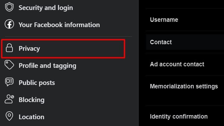 privacy tab in facebook