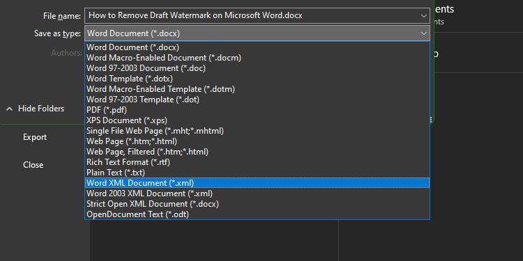 Choose-Word-XML-Document-xml