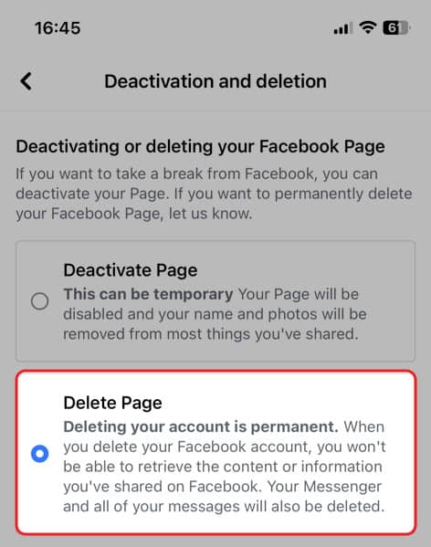 Select-Delete-Page-and-tap-the-Continue-button.
