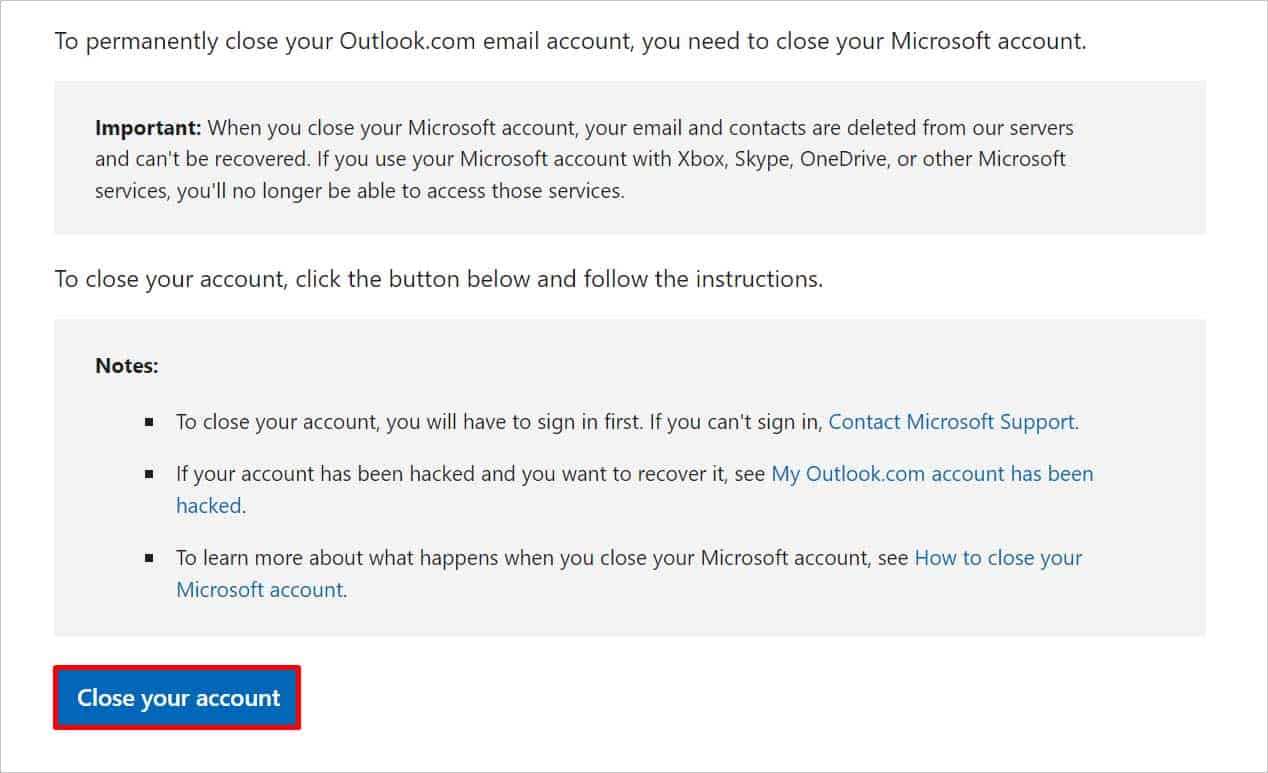 close-your-account-option-for-outlook