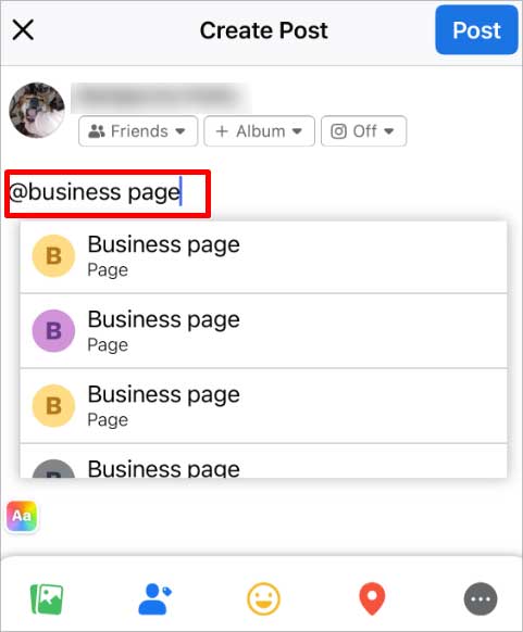 mention-the-business-page-name-on-phone