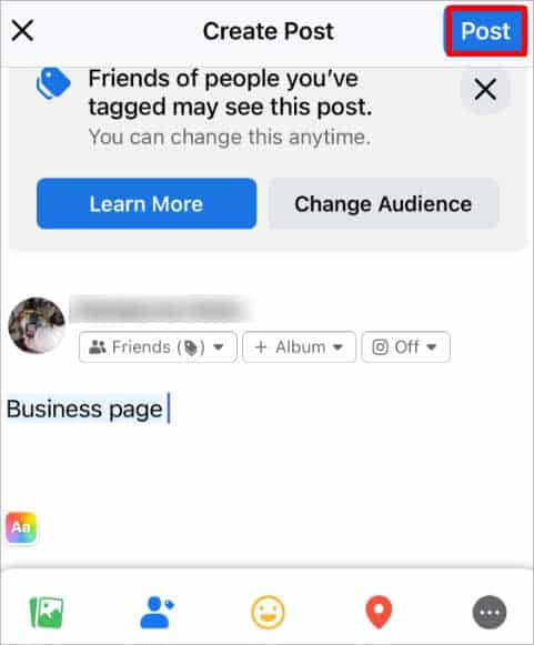 post-option-on-facebook-phone