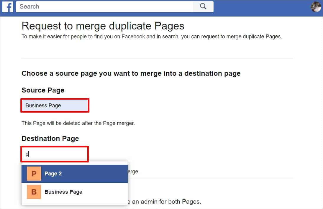 select-your-facebook-page