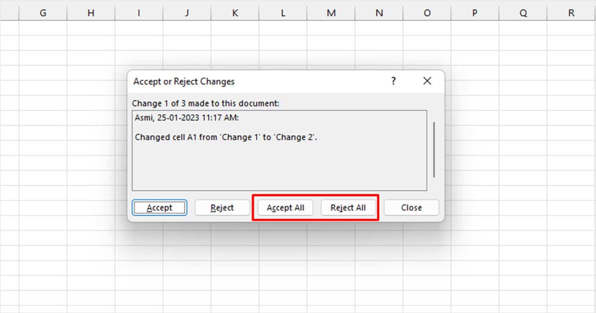 Accept or reject all changes excel