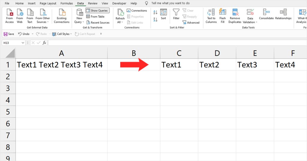 Add text to column space