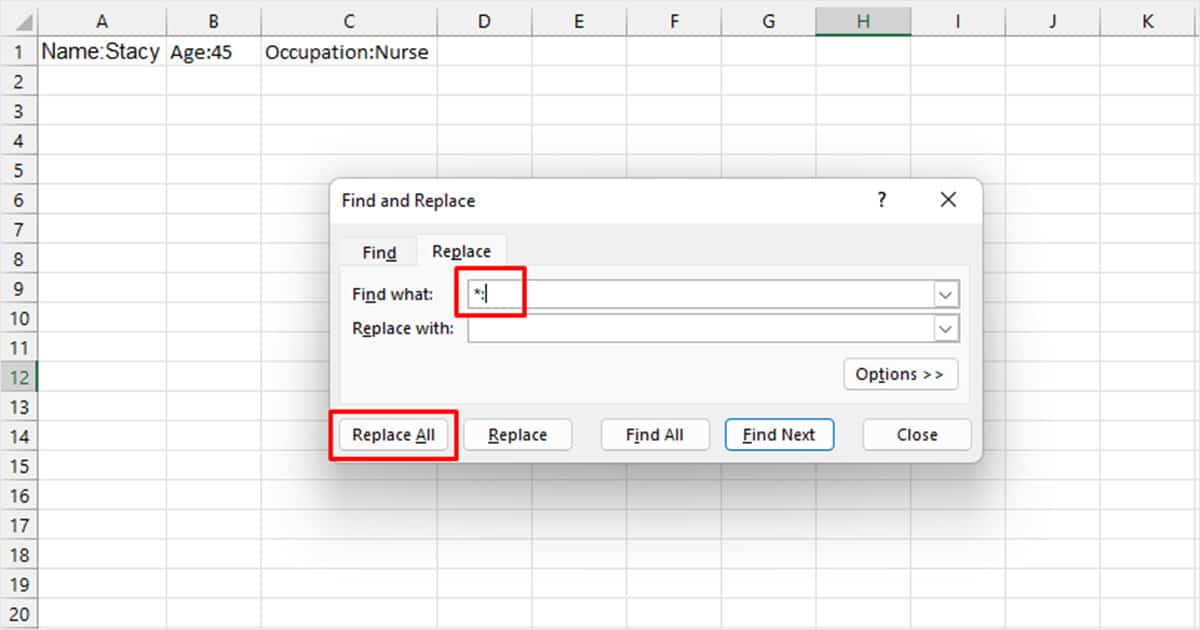 Find and replace Excel