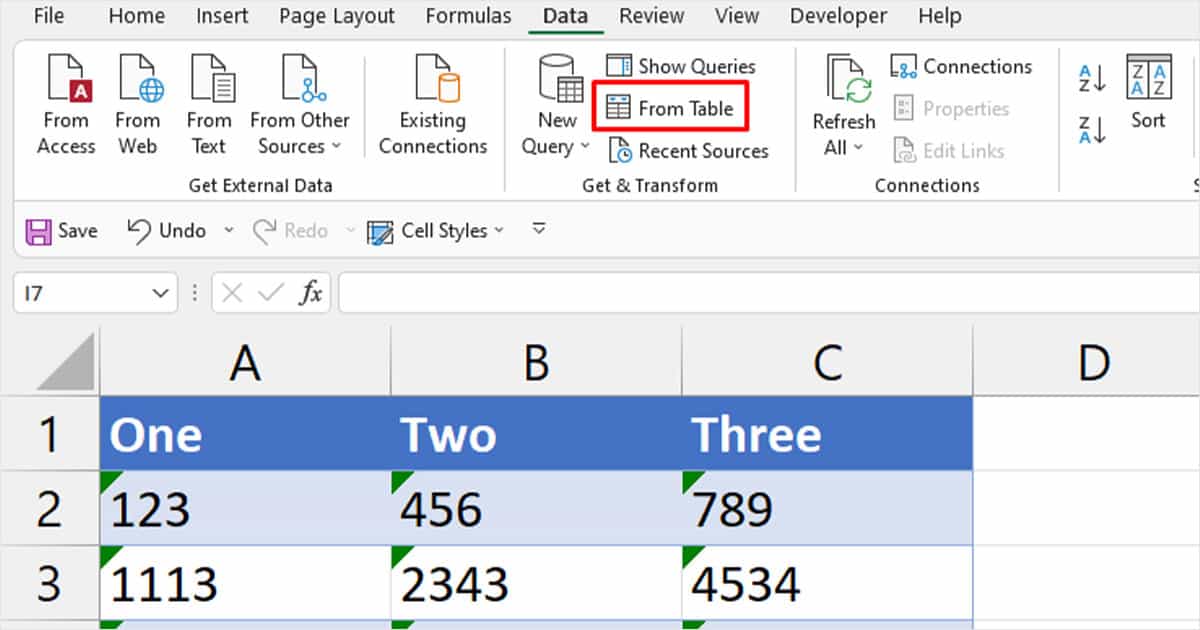 New Query from Table Excel
