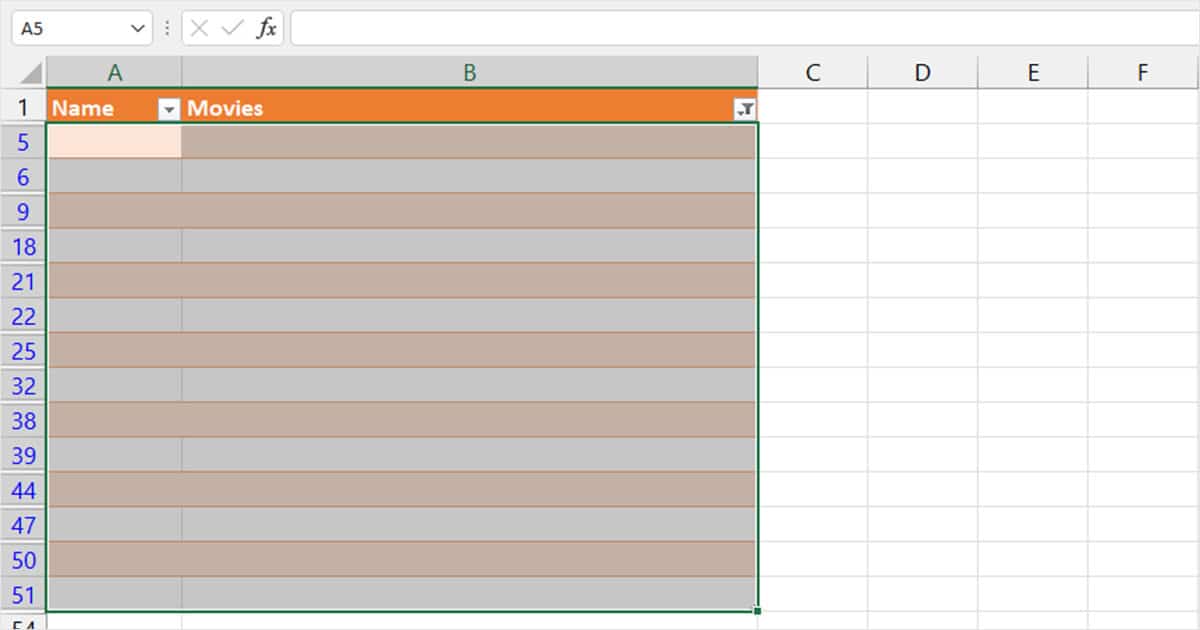 Select Blank Rows Filter Tool Excel