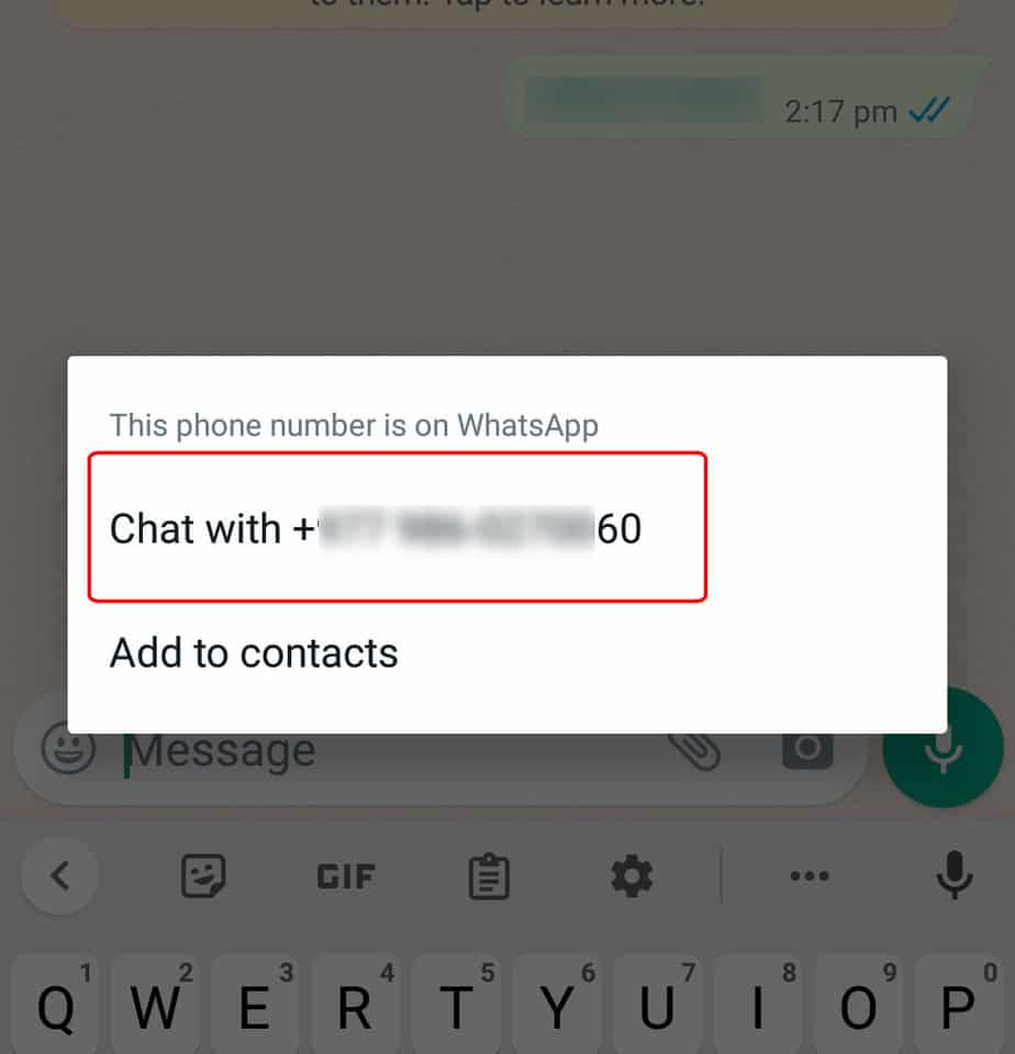 chat-with-the-given-number