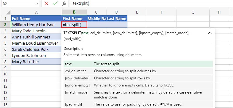 textsplit-function-Excel-web-version