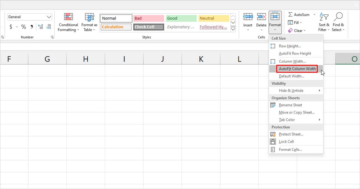 Autofit column Excel