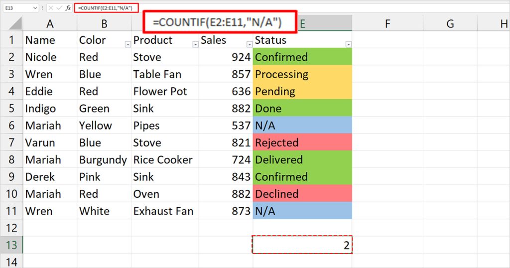 Count cells where conditional formatting is true