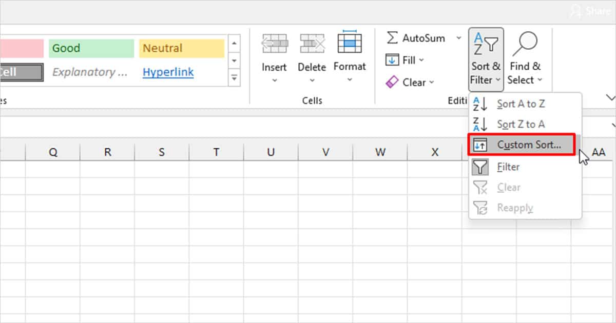 Custom Sort Excel