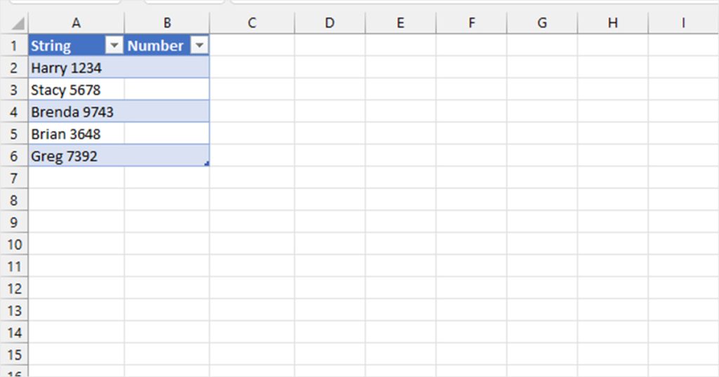 Excel table