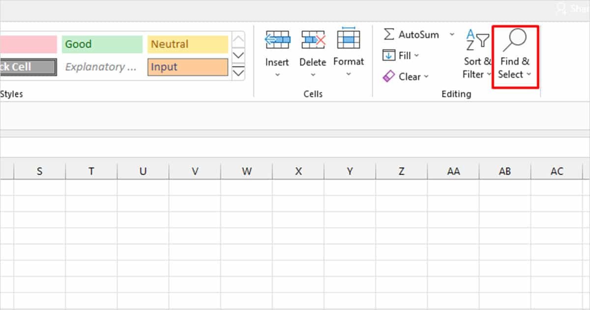 Find and Select Excel