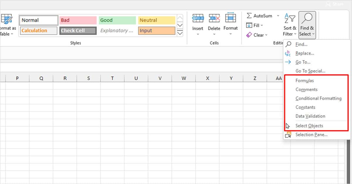 Find and Select values Excel