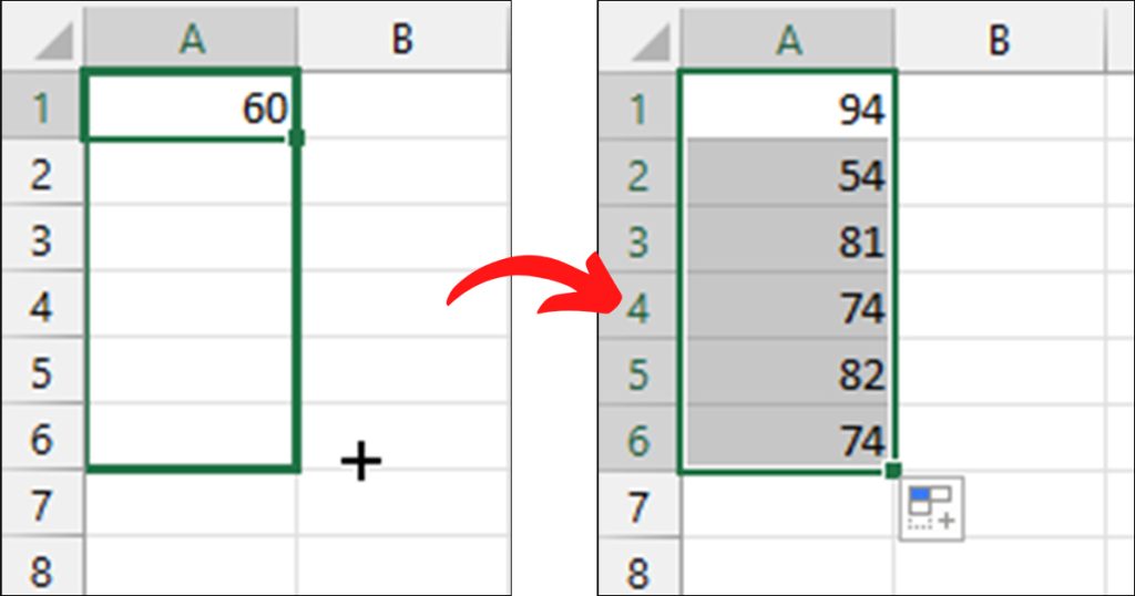 Flash Fill RANDBETWEEN Excel