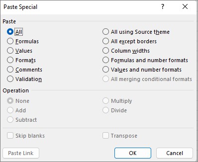 Move Column with Paste Special
