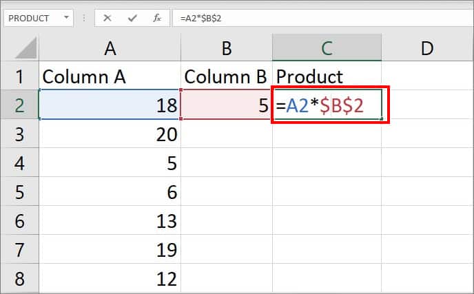Multiply Column A by absolute cell reference of Column B