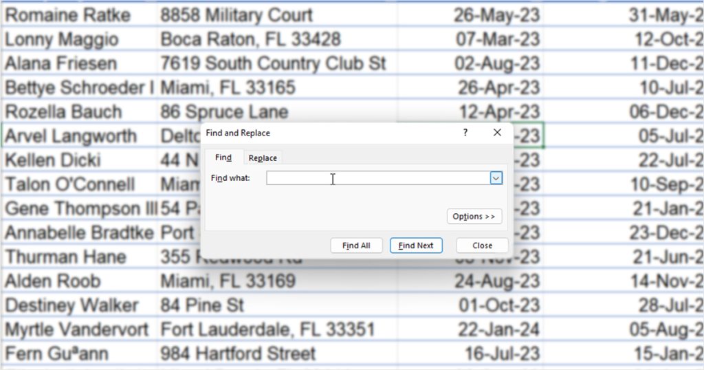 Navigate in Excel