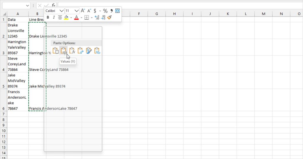 Paste Static Values