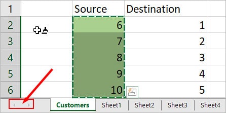 Right-click-between-two-arrows-to-navigate-between-worksheets