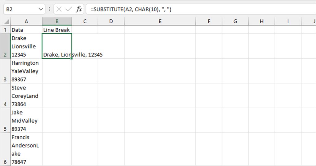 SUBSTITUTE Function Excel