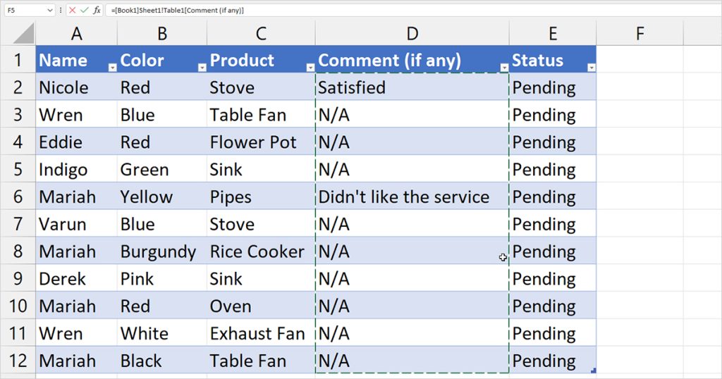 Select Range for Referencing