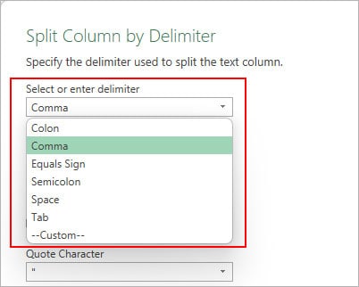 Select-a-delimiter-Power-Query