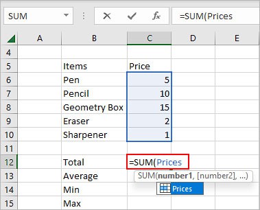 Total-price-with-named-range
