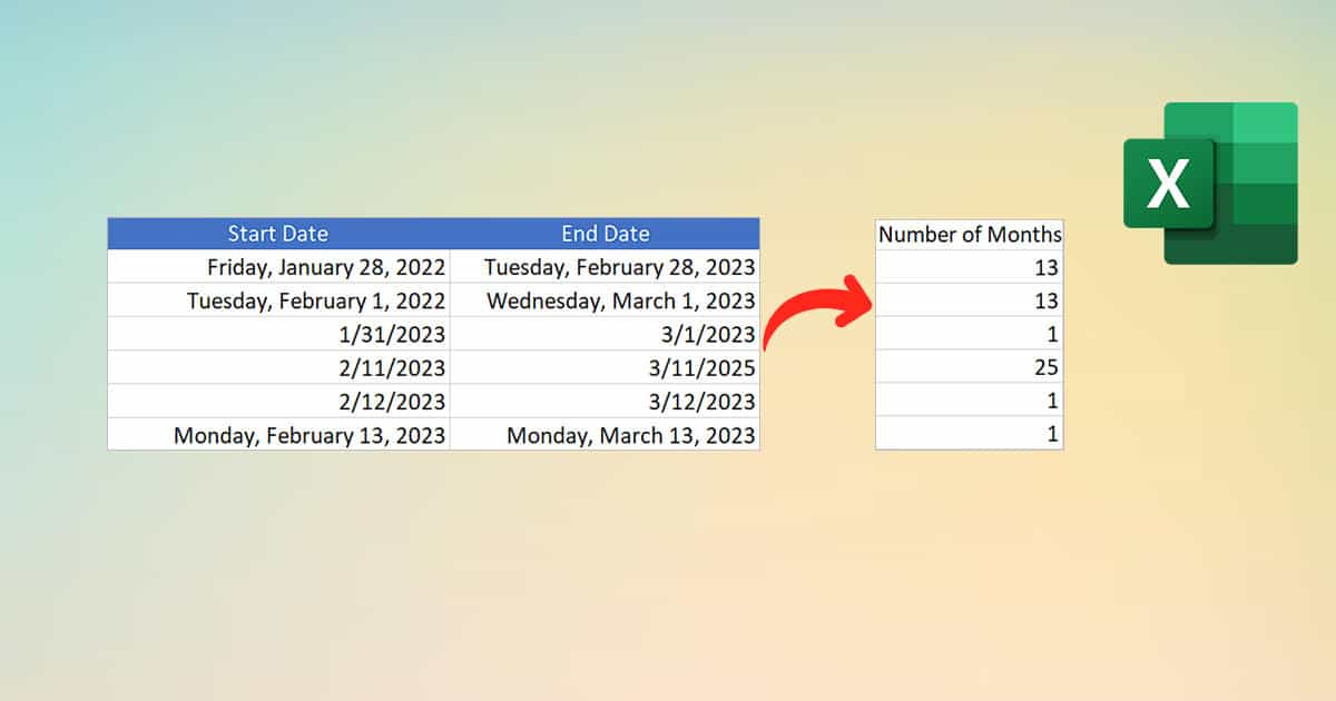 How To Work Out Months Between Two Dates In Excel