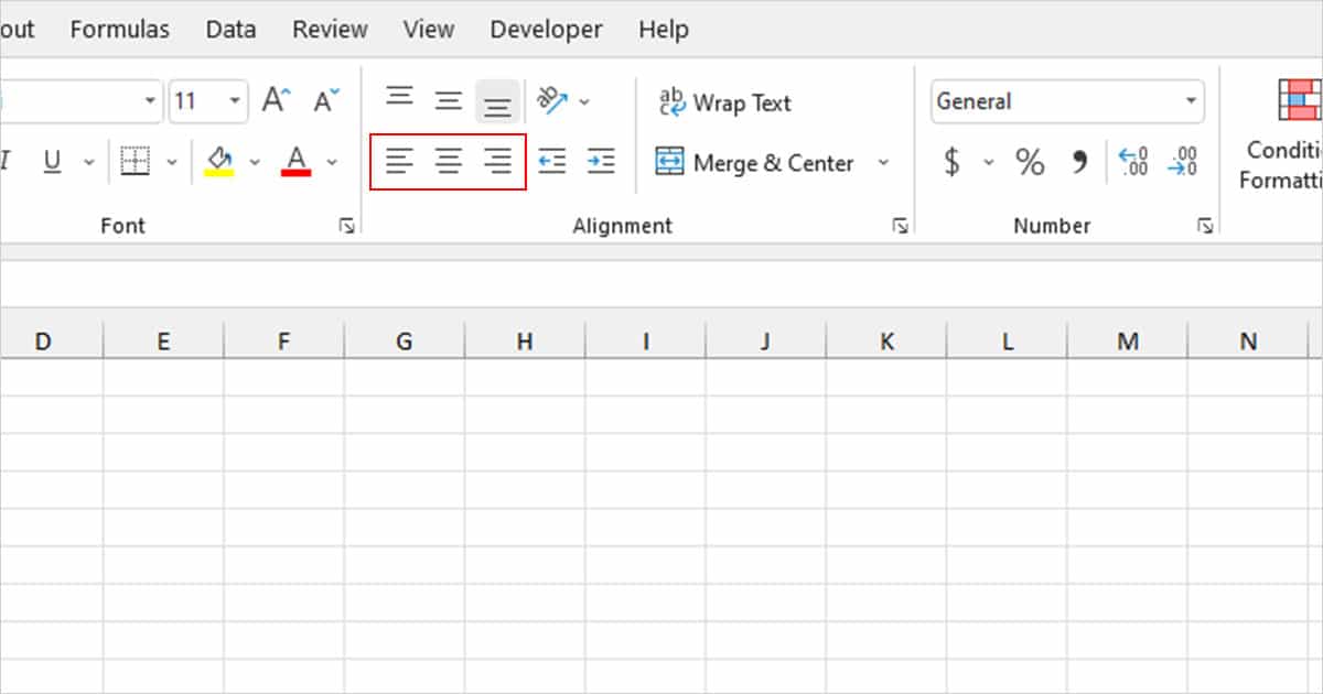 Change Alignment of Excel