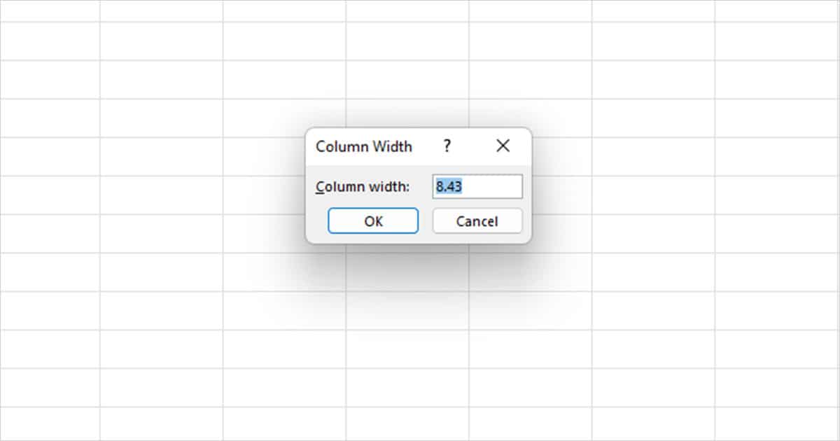 Change column width number Excel