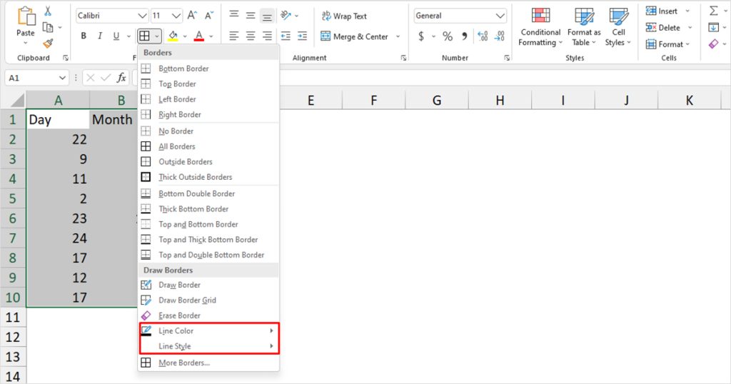 How to Apply Top and Bottom Border in Excel