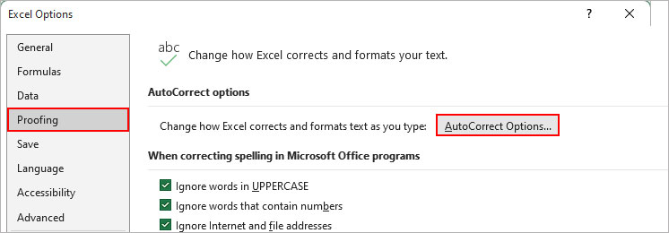 Excel-Proofing-options