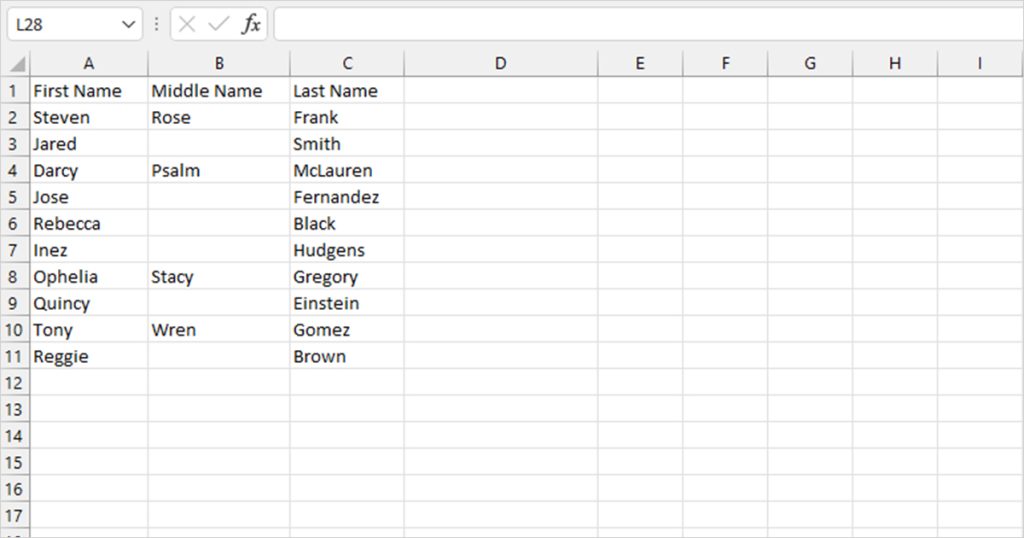 Excel data range