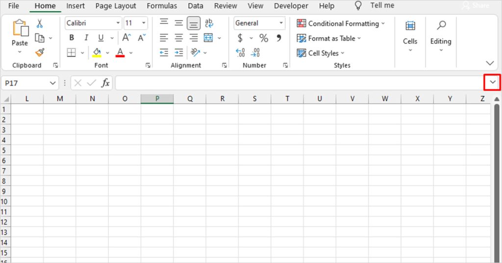 Expand Formula bar Excel