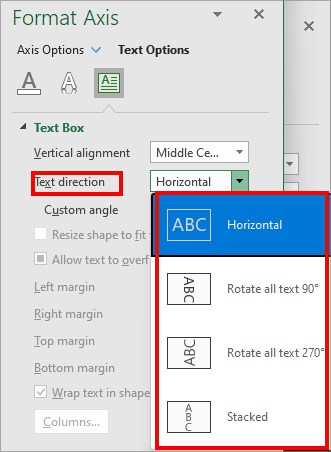 Expand the Text Direction drop-down menu and pick any one option
