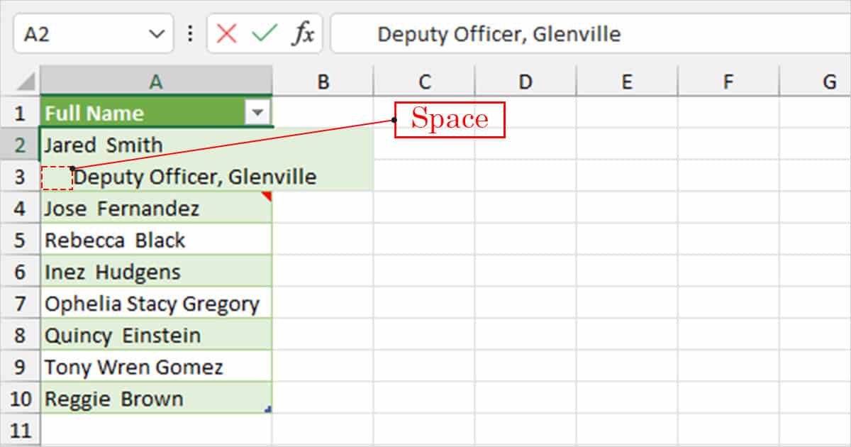 Increase Indent inside cell Excel