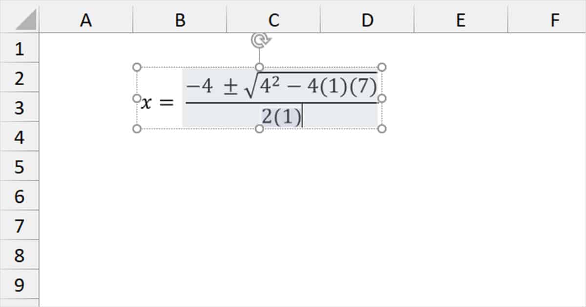 Insert Complex Equations in Excel