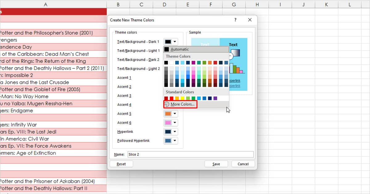 More Colors Excel