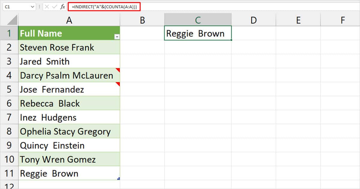 How to Retrieve Last Value in Column Excel