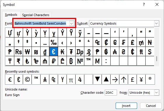 Now, click on the Symbols tab. On Font, expand the Drop-down icon and pick a Font type